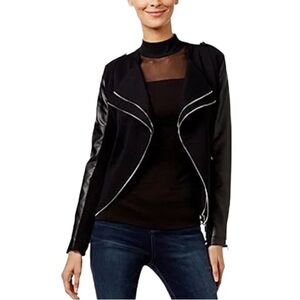 NEW Macy’s INC International Concept Knit
Moto Faux Leather Double Zipper Jacket